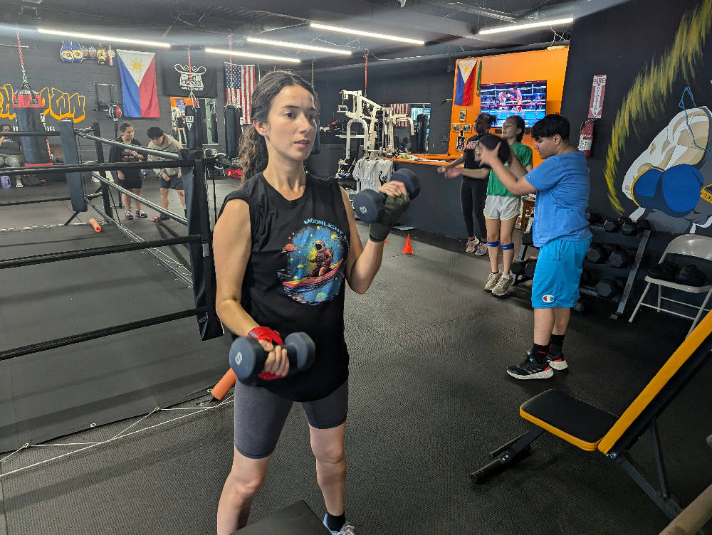 boxers training at the gym