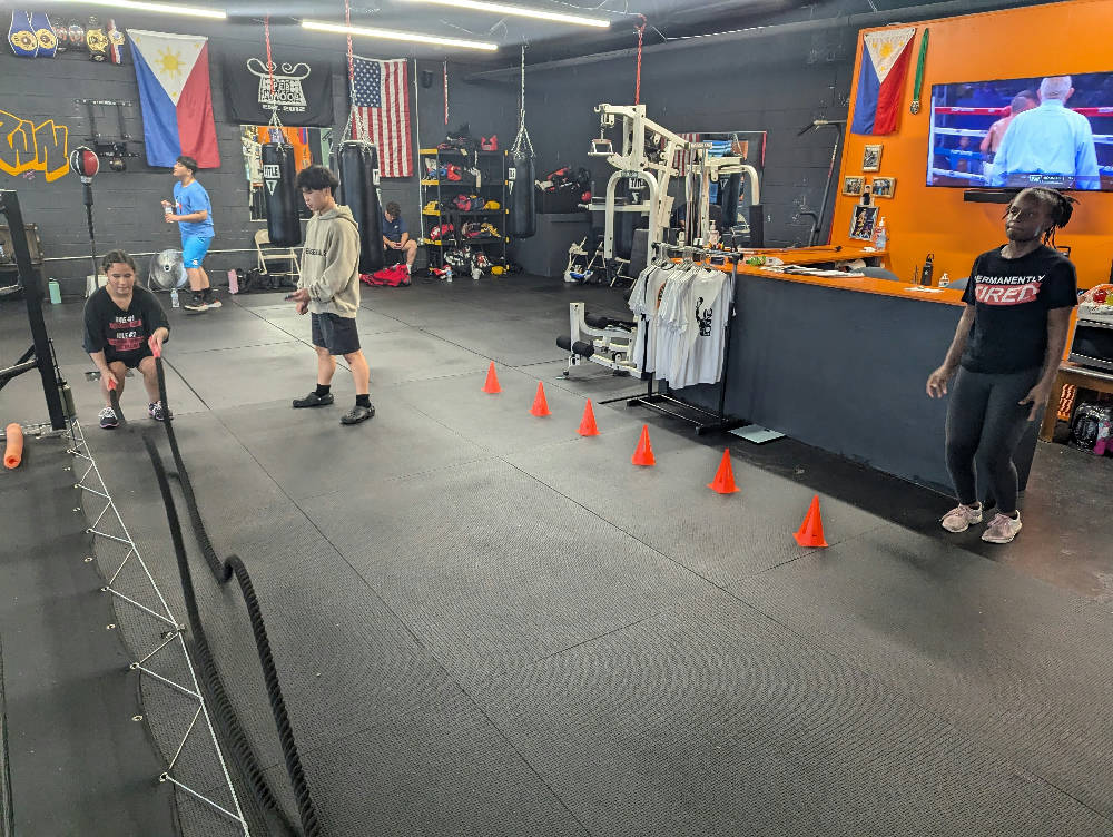 boxers training at the gym