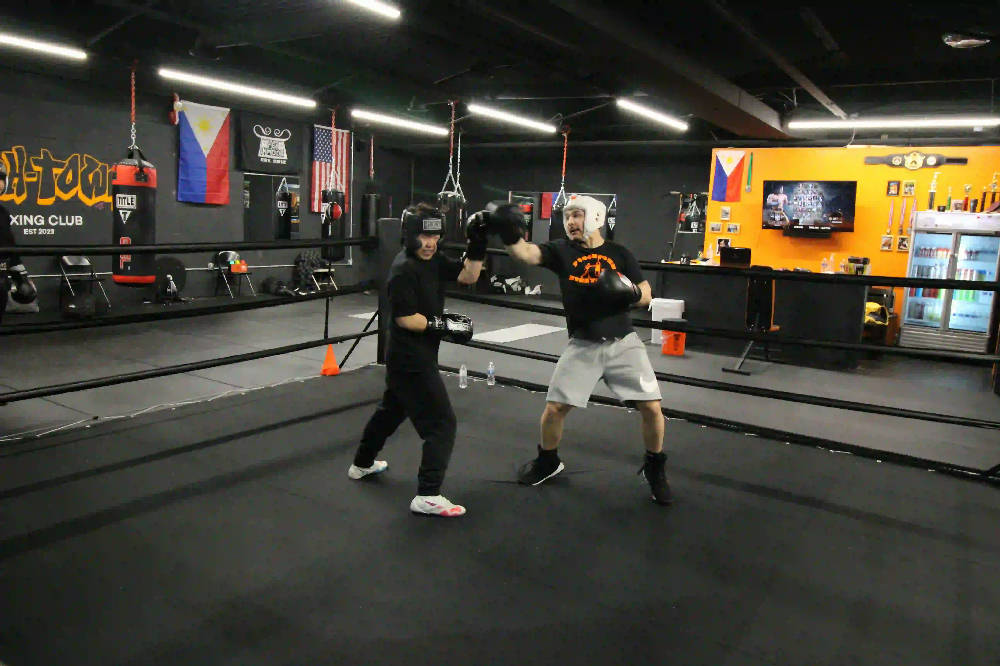 boxers training at the gym